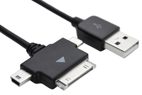 5ft Multi-Purpose 3-In-1 USB Charging Cable for Galaxy Tab/Tab 2/Tab 3