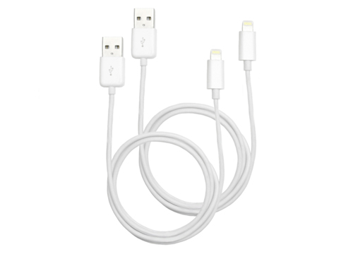 White 3.2ft (1m) Lightning to USB Sync and Charge Cable for iPod, iPhone, iPad, and iPad mini - Dual Pack